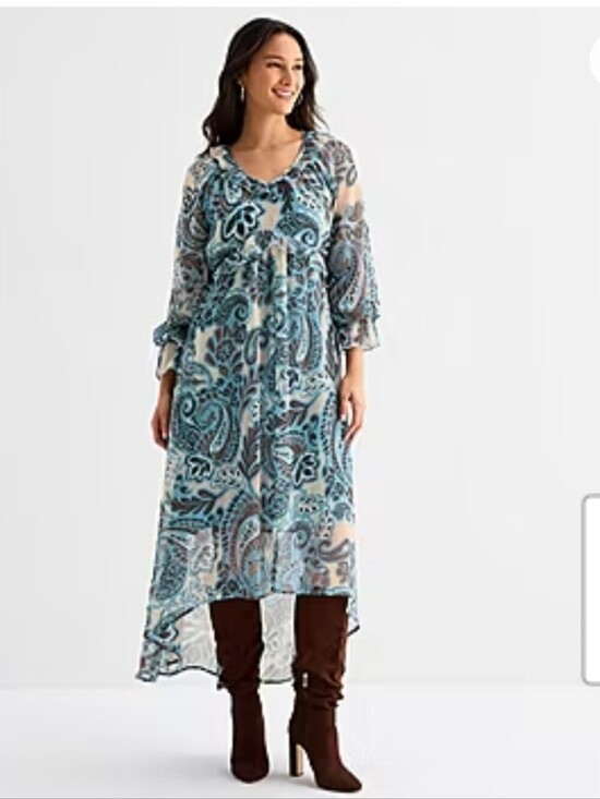 a.n.a Dresses & Skirts - a.n.a Whimsy Paisley Blue Paisley High-Low Maxi Dress